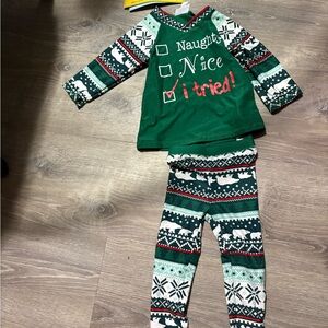Lularoe Festive Green Kids Pajamas Set 2t new with tag